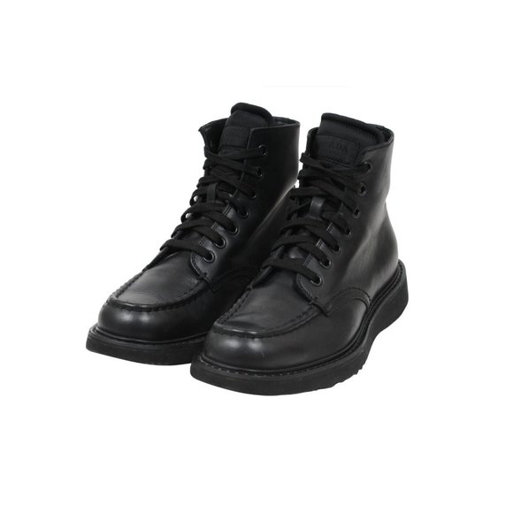 Prada Mens Combat Half Boots US8.5 UK7.5 Black Leather Square Toe Lace Up - Picture 3 of 11